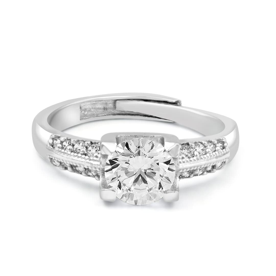 Zarkan 925 Sterling Pure Silver Royal Solitaire Ring, Adjustable | American Diamond Cut | Gifts For Women & Girls | With Certificate of Authenticity and 925 Stamp (B0BTTJ8WLN) Amazon Price History, Amazon Price Tracker