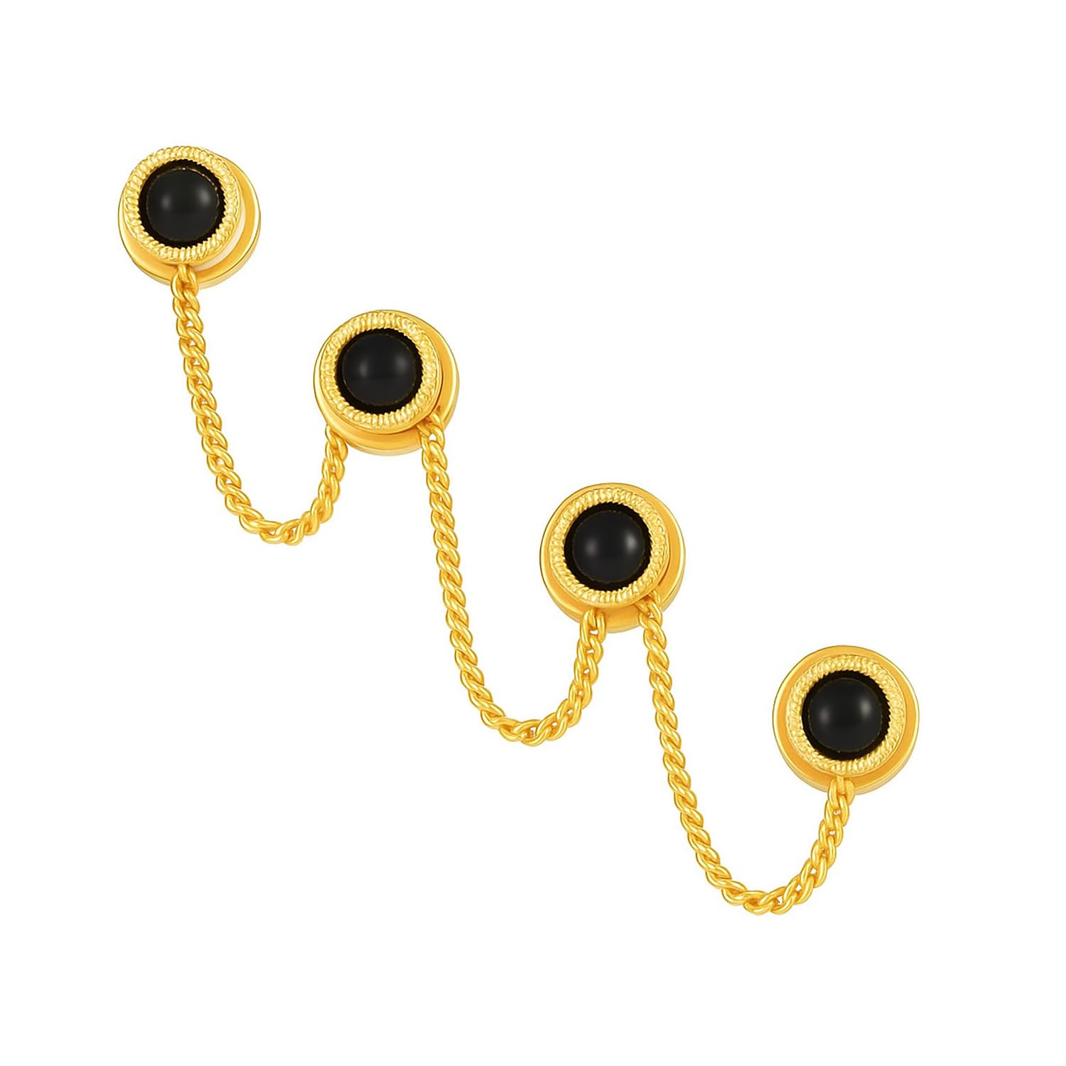 VAMA Fashions Gold Plated Designer Black Kurta Buttons with Chain for Men's and Women's