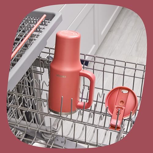 Contigo Tumbler 1200 ml z uchwytem, izolowana próżniowo butelka na wodę ze słomką i pokrywką, zimna przez 29 godzin, kubek podróżny, termos termiczny, nie zawiera BPA, koralowy