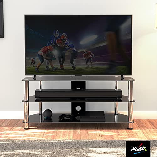 Avf 'Sdc1140Cm-A' Black Glass, Chrome Leg Tv Stand With Cable Management, For Tvs Up To 55" #TOP3