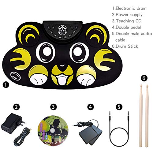 Elektronisch Drumstel Elektronische drumkit, cartoon tijger speelgoed leren draagbare pedaal pad voor Kinderen en… - Image 4