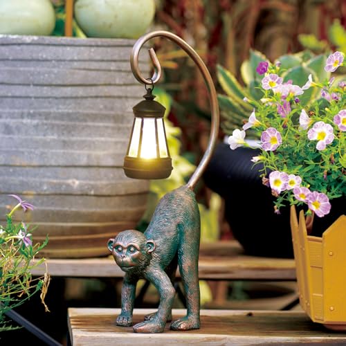 Goodeco Monkey Statue Solar garden ornaments Tail Hanging Solar Lantern