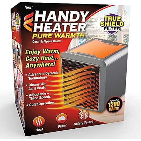 Ontel Handy Heater Pure Warmth 1200W Personal Ceramic Space Heater with Adjustable Heat - Portable, Quiet & Energy Efficient Small Space Heater for Bedroom, Office, Garage & More Cover