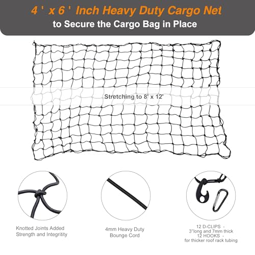 Image of [All-in-One Bundle] 26 CuFt Waterproof Truck Bed Cargo Bag with Heavy Duty Cargo Net, Storm-Proof Pickup Luggage Carrier (50 inchx40 inchx22 inch), Fits All Pickups, Includes Storage Bag & Bungee Net