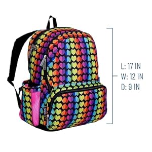 Wildkin 17-inch Kids Backpack – Durable, Lightweight School Bag for Boys & Girls - Rainbow Hearts Wildkin 17 inch Kids Backpack–Durable Lightweight School Bag for Boys Girls Rainbow Hearts