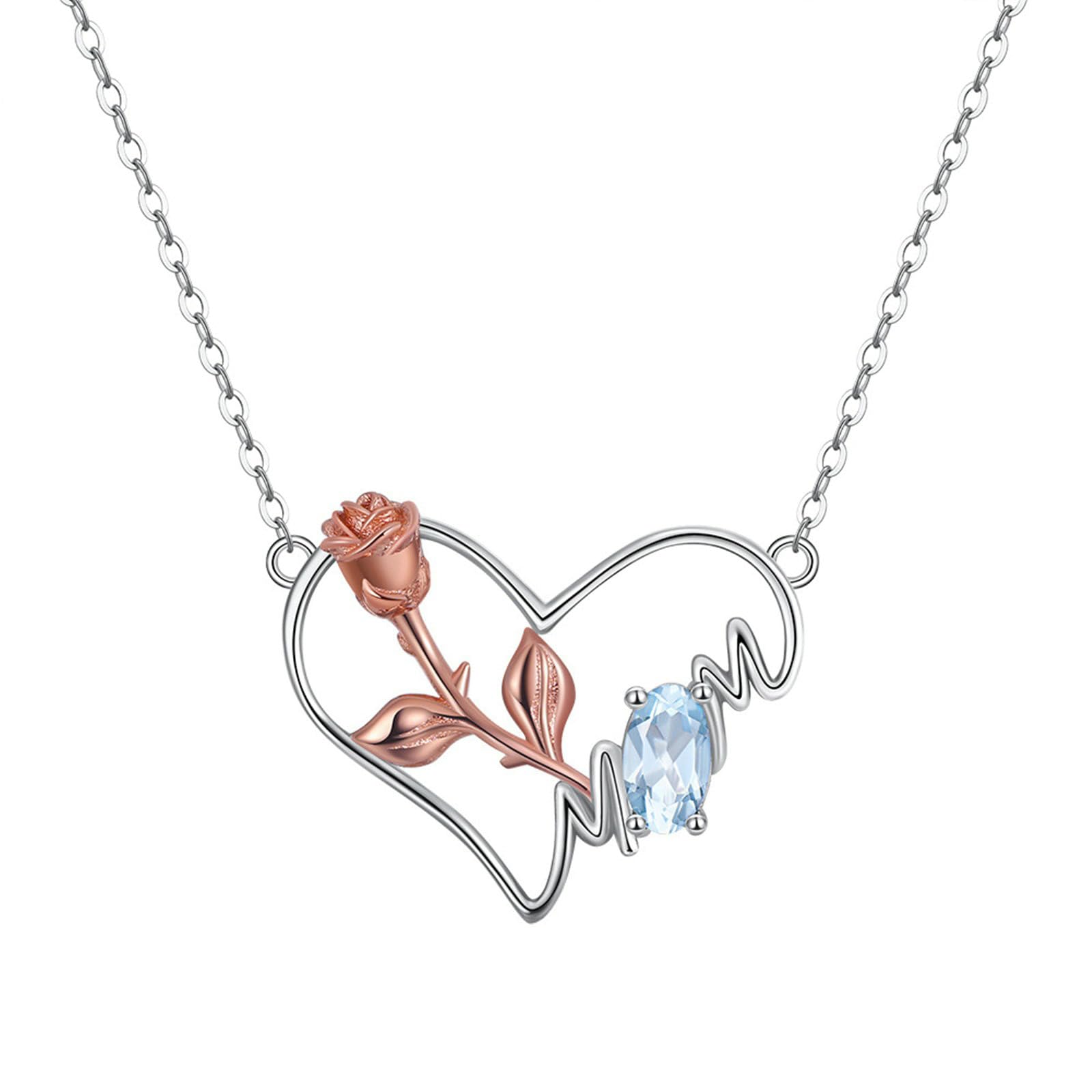 Collana con Pendenti Donna in Argento Rosso Collana Pendente Cuore Rosa Granato