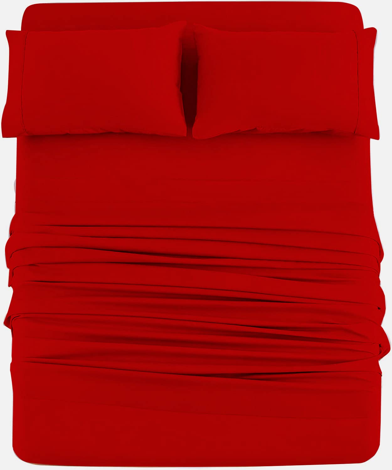 4PC 100% Pure Egyptian Cotton Sheets Sets,Breathable 600 Thread Count Long Staple Cotton,Sateen Weave for Silky Feel, Fits Mattress 15" Deep Pocket (King Blood Red)