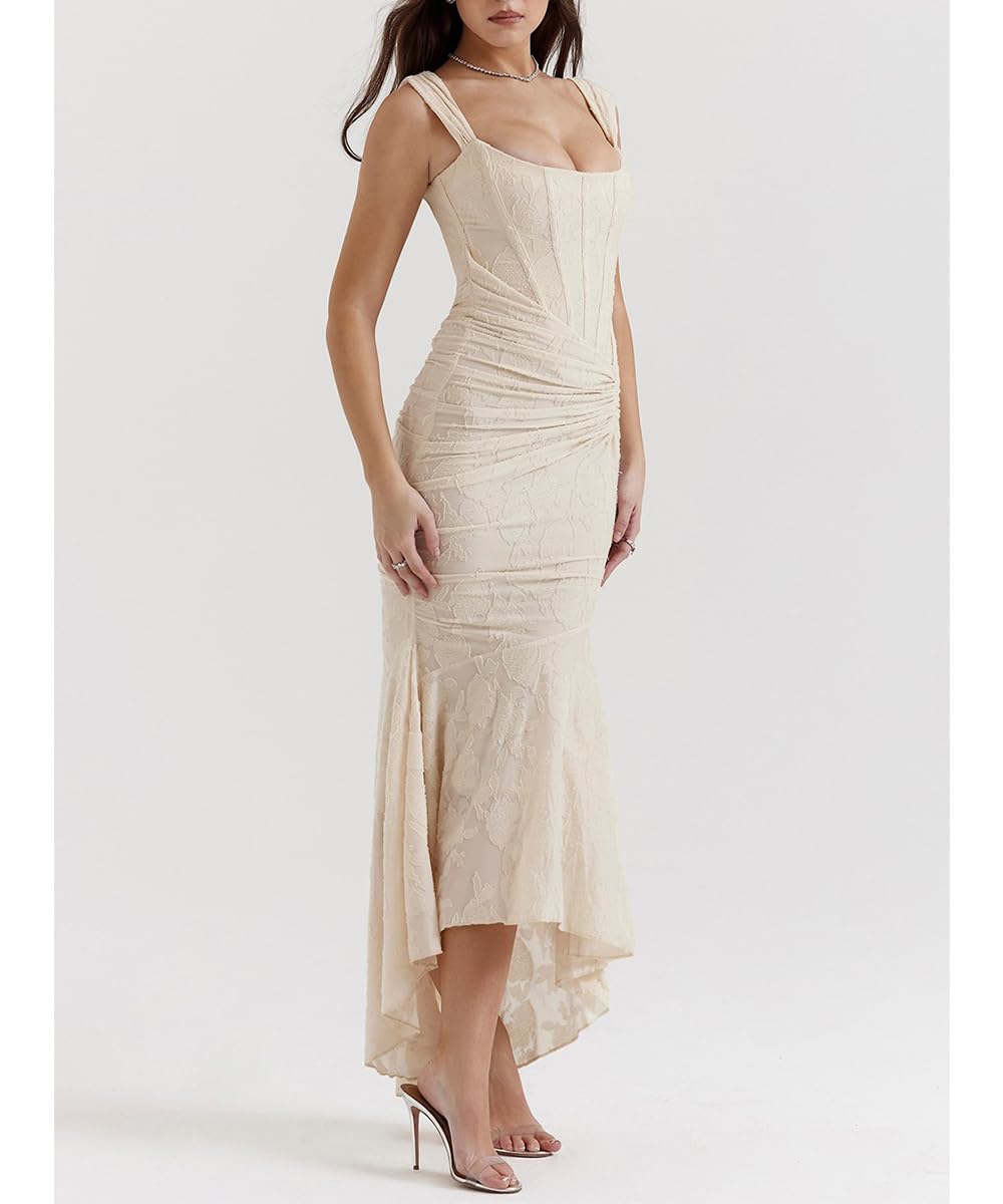Vestido De Corsé De Las Mujeres Sexy Tubo Superior Espagueti Correa Midi Vestido Bajo Corte Floral Flácido Plisado Dobladillo Vestidos Formales