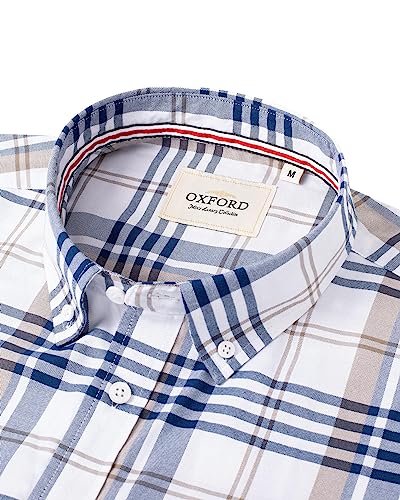 Image of Alimens & Gentle Mens Solid Oxford Shirt Long Sleeve Dress Shirt Work Casual Button Down Shirts with Pocket