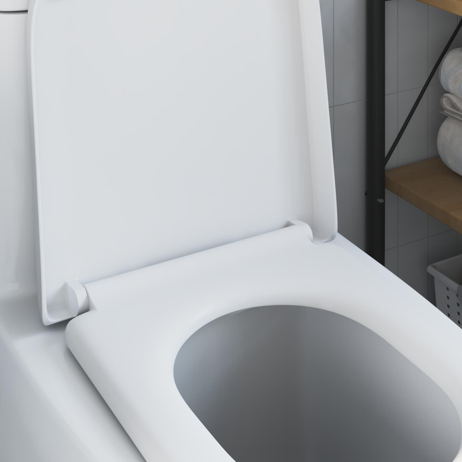 Asiento de inodoro blanco de Duroplast, 49 x 36 x 4 cm, para inodoro, gafas con bisagra, fijación para montaje, artículos sanitarios y baño