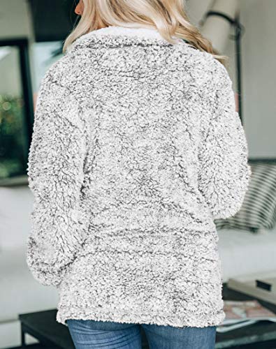 MIROL Women's Long Sleeve 1/4 Zipper Pullover Sherpa Fleece Winter Oversized Outwear Sweatshirt Coat with Pockets (M, Beige)