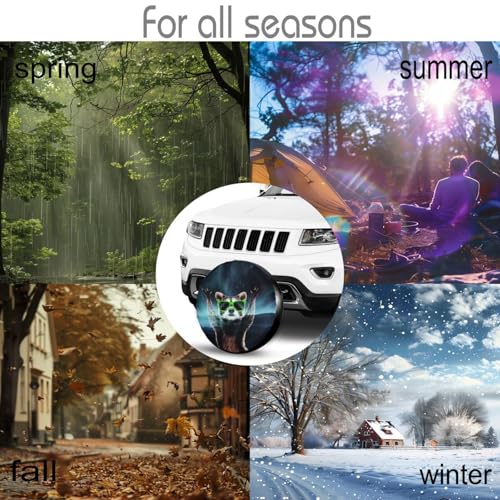 Image of Mountain Landscape Raccoon Spare Tire Cover for Rv Trailer Camper Truck SUV - Cute Raccoon Animal Wheel Protectors Cover Waterproof Fabric for Travel Camping Outdoor,Universal Fit,15 inch