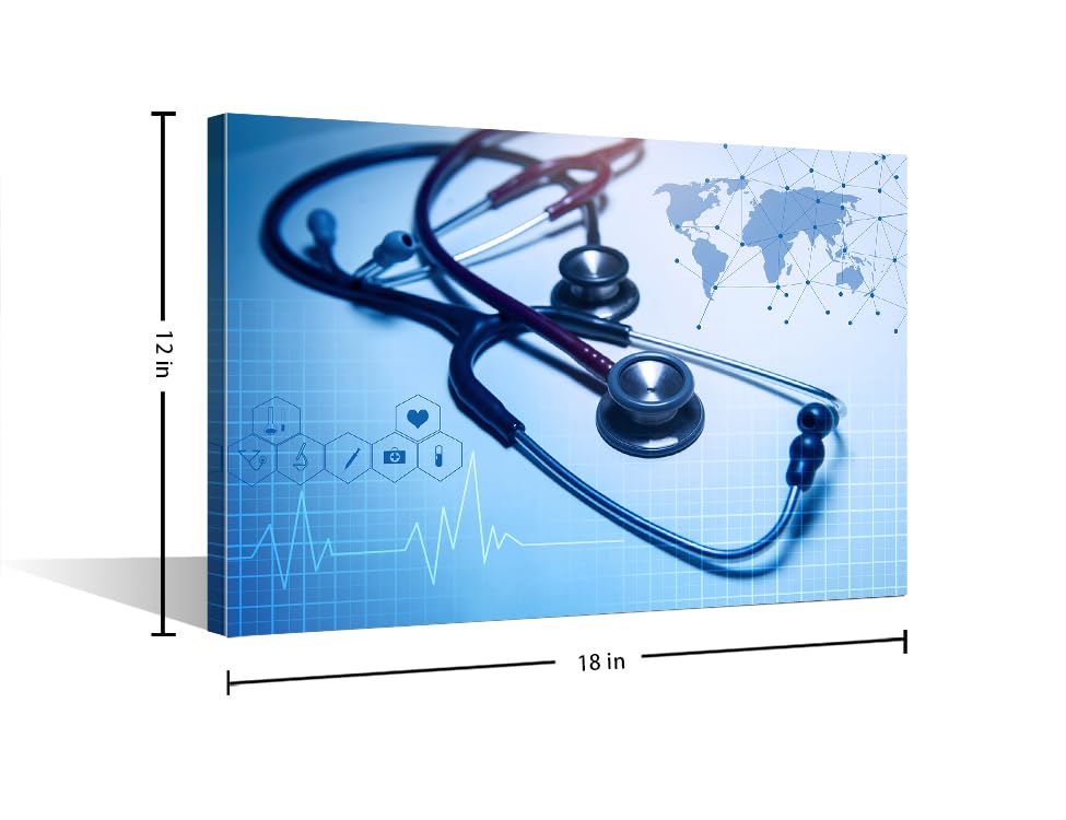 Image of TUMOVO Medical background Poster Wall Art Medical Decor Medical Pictures Bathroom Decor Wall Art 1 Panel Modern Artwork Print on Canvas Framed Ready to Hang (12 inch Wx18 H)