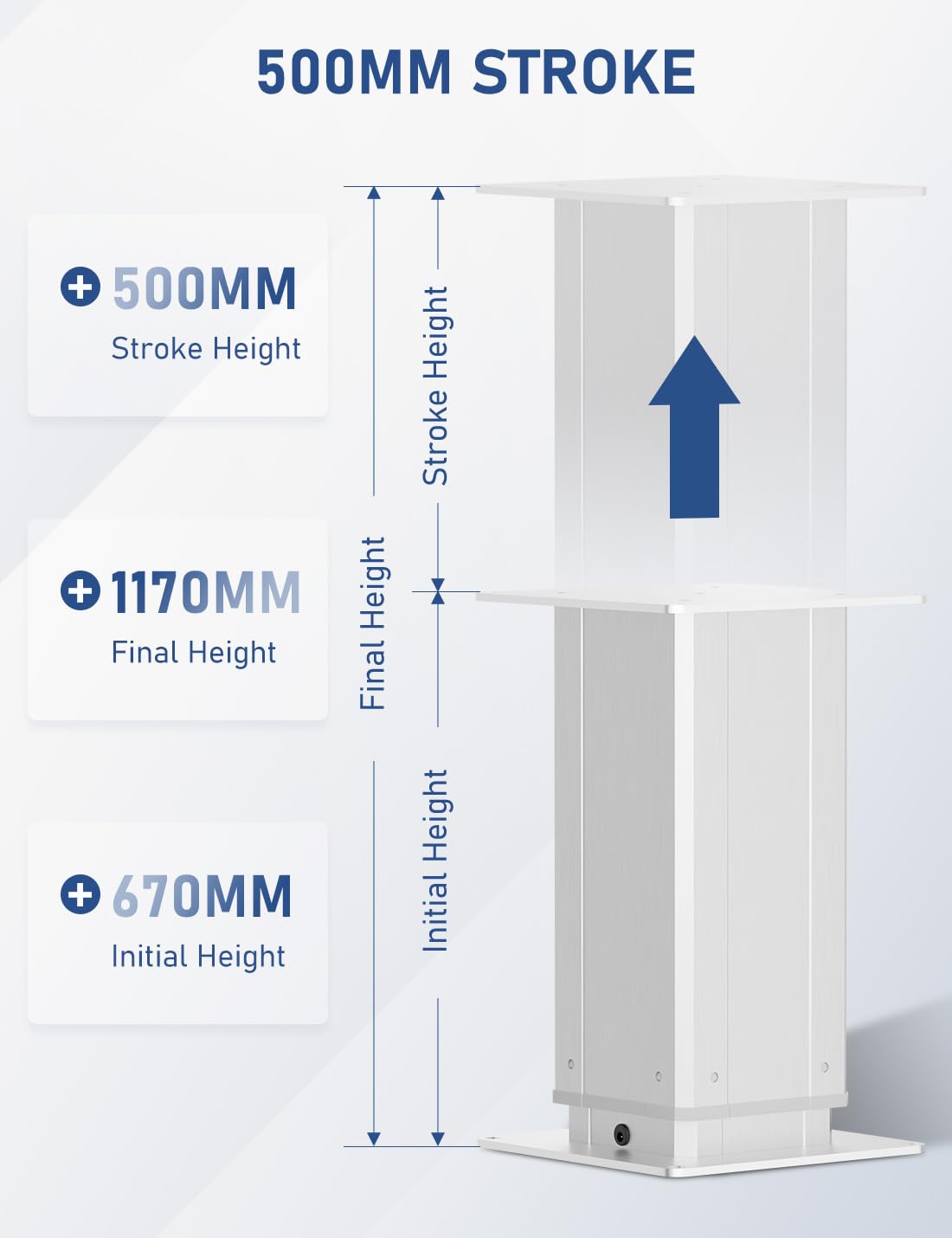 DIHOOL Elektrische hubtisch 270kg Tragkraft Höhenverstellbar 670-1170MM Teleskop Tischgestell Werkstatt Tisch WLAN Fernbedienung Handsteuerung für Werkstatt Wohnmobil Büro, 500mm Hub 5mm/s