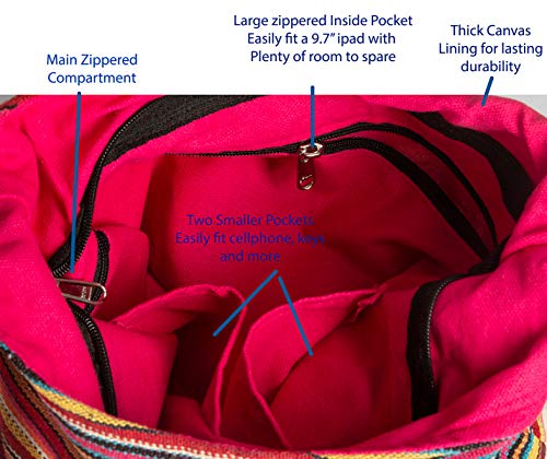 Bolso Rosa de Hombro Bordado a Mano Boho miniatura 6