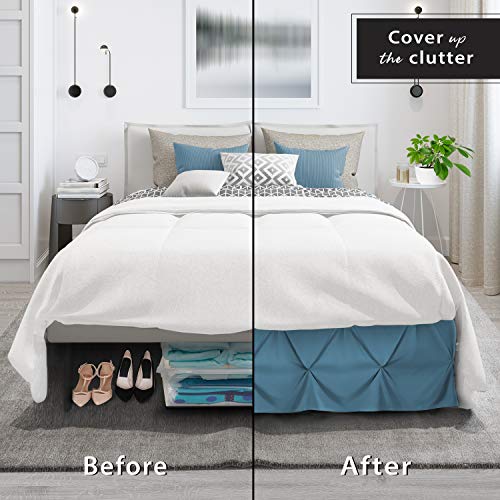Image of Nestl Blue Heaven Bed Skirt Queen Size, Pinch Pleat Queen Bed Skirt, 14 inch Inch Drop Queen Bedskirt, Hotel Quality Blue Heaven Bed Skirts, Microfiber Bedskirt for Queen Bed, Blue Heaven Queen Bed Skirt