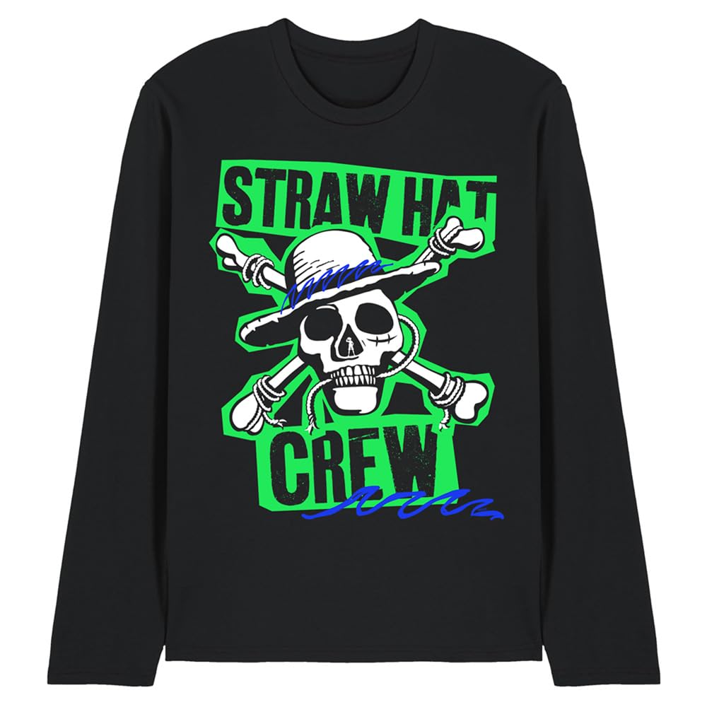 Netflix - One Piece Straw Hat Crew Scrapbook - Long Sleeve T-Shirt - Black - M