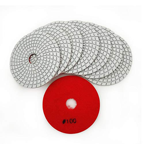 SHDIATOOL 8Pcs 4 Inch Diamond Wet Polishing Pads with White Bond Grit 100 for Marble Granite Stone