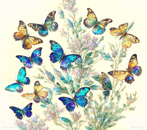 Poster fleurs et papillons mu00e9talliques pour habiller un mur vide