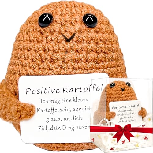Positive Potato Grote cadeauset, Pocket Hug cadeaus voor vrouwen, kleine geluksbrenger voor beste vriendin en kinderen, motivatiegeschenk, partner, herfstdecoratie, geluksbeerchi-vulling