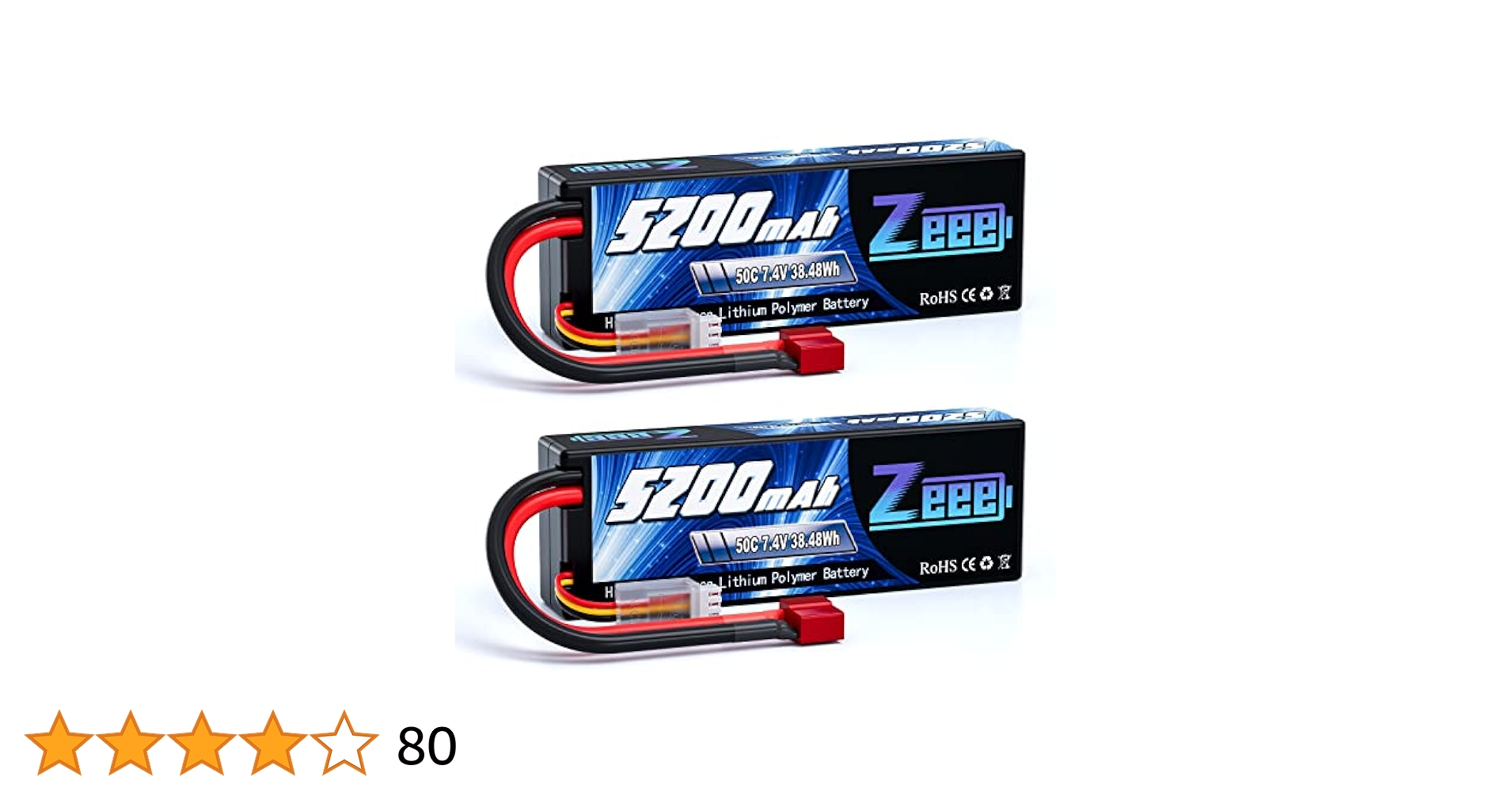 Zeee 5200mAh リポバッテリー 2個入り Amazon.co.jp: ゼエエ Zeee 7.4V 50C 2S 5200mAh Tプラグ付き 2