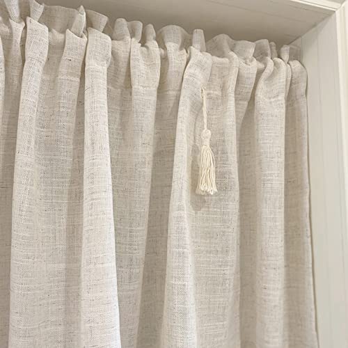 Cortinas cortas de lino de 1 panel para ventanas de cocina y baño 5