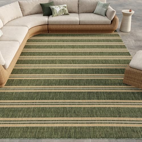 Tapete decorativo rectangular 8' x 10' verde miniatura 2
