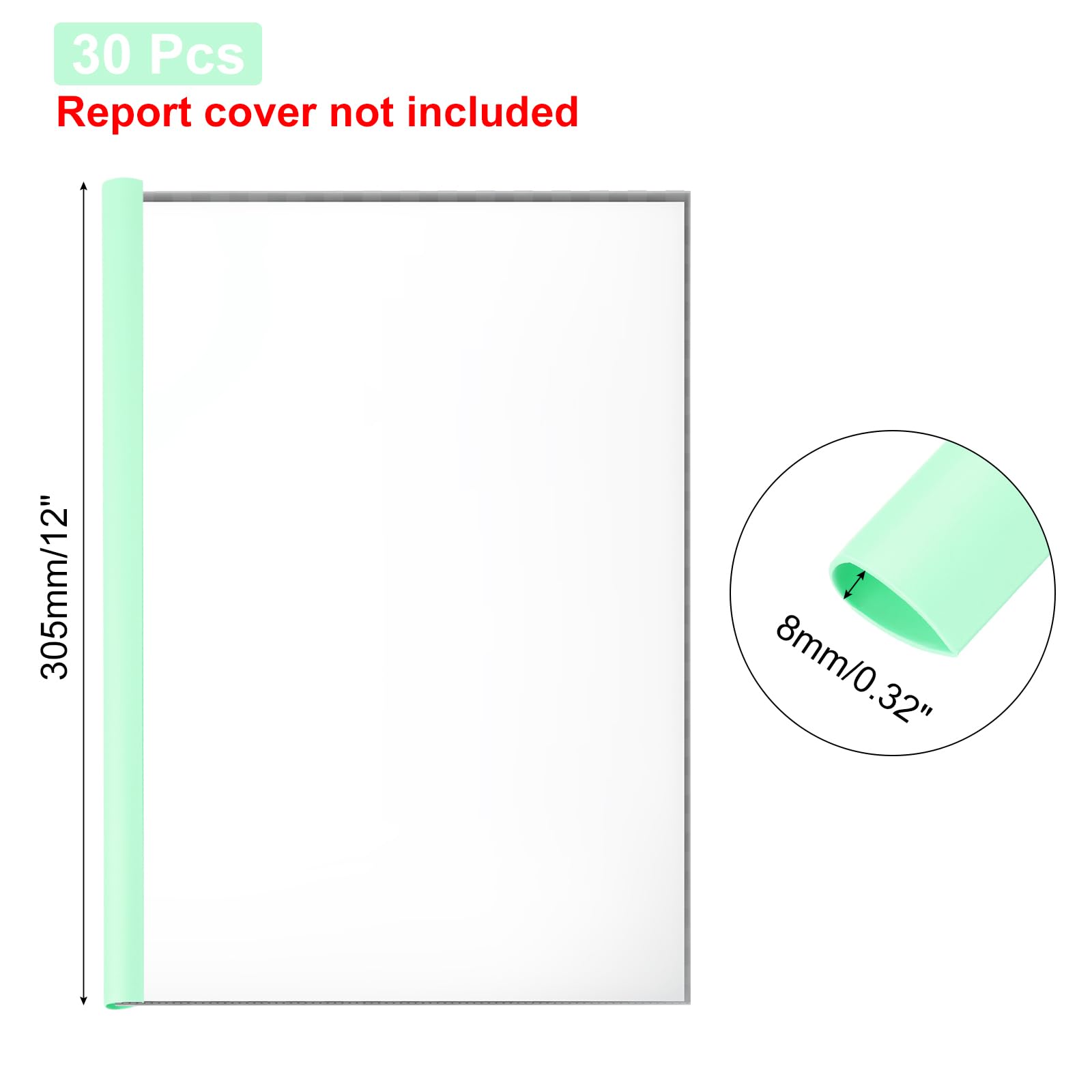 PATIKIL 30 Pcs Barres De Reliure 8mm - Capacité 50 Feuilles A4, Reliures Rapports Blancs Forme Goutte D'Eau