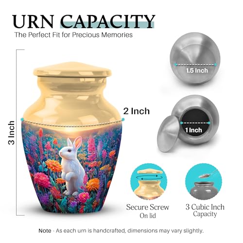 Image of Rabbit Urn - Keepsakes Urn for Ashes - 3 Inch - Pack of 4 - Cremation Urns Human Ash - Decorative Urns for Male & Female Ashes - Unique Urns