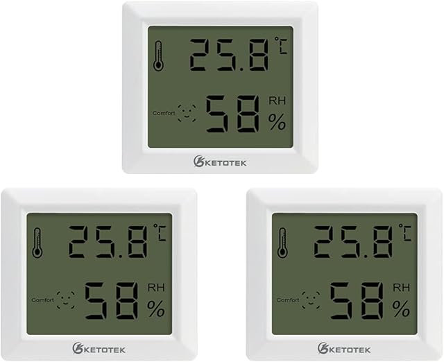 KETOTEK Digital Hygrometer Room Thermometer 3 Pack Indoor Thermo-Hygrometer Temperature Monitor Humidity Meter for Room Home Baby Room Office