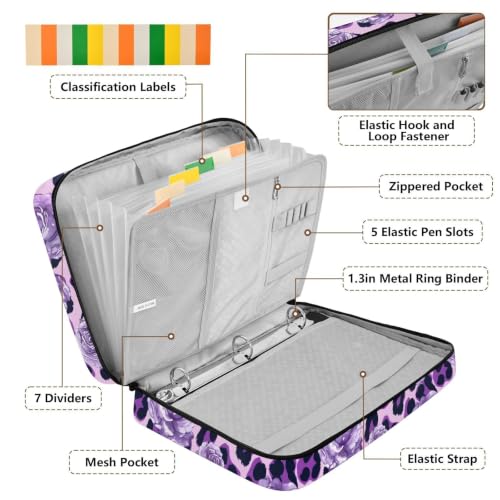 Sac de classement extensible 3 anneaux violet avec 6 onglets pour 500 feuilles - 4