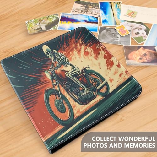 Álbum de Fotos Scrapbook Auto Adhesivo DIY Retro Motocicleta Esqueleto con 3 Anillos, 40 Páginas, 8x10 para Memorias miniatura 5