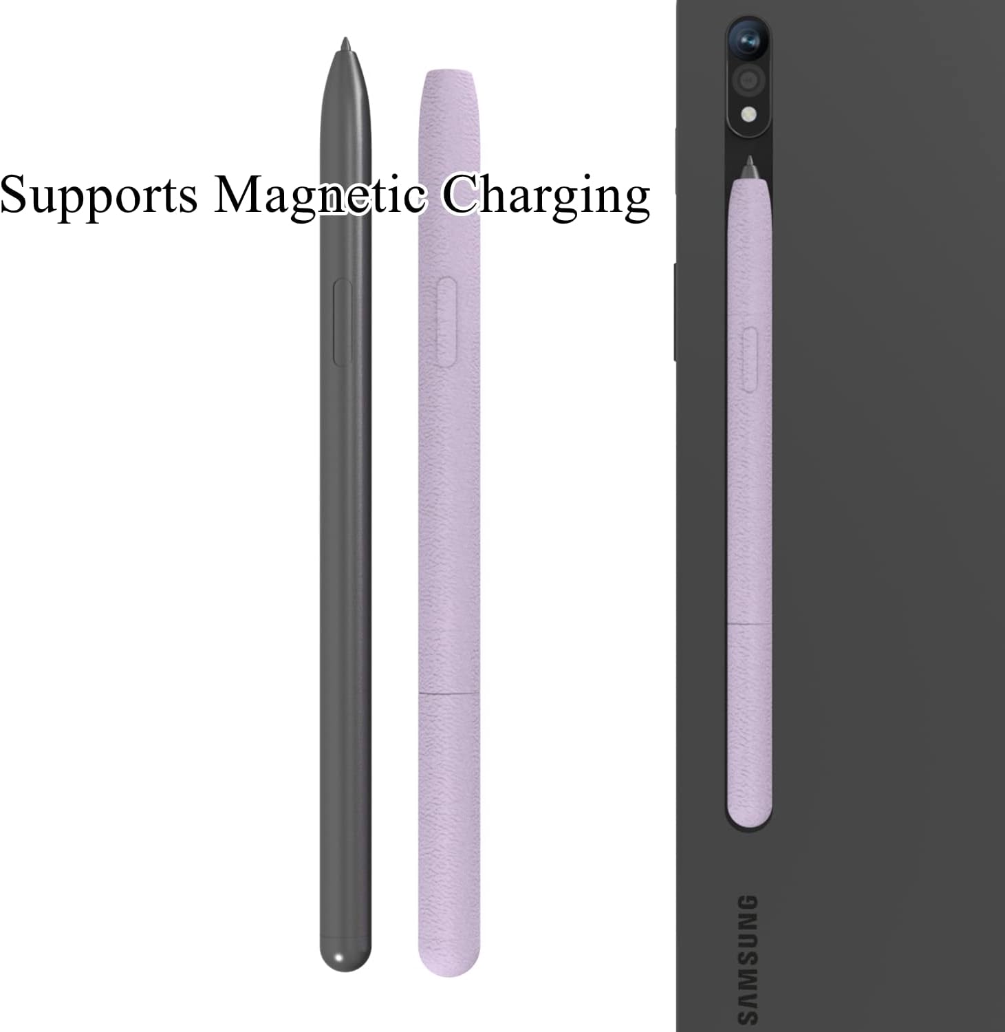 LOVE MEI Compatible with Samsung Galaxy Tab S6 Lite S Pen Sleeve Case, Retro Design Silicone Sleeve Protective Skin Cover Case Non-Slip Smooth Grip (Purple) image 2
