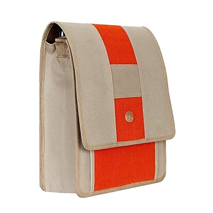 DAANI Handmade Jute Shoulder/Messenger Bag - Stylish and Durable Crossbody Purse for Travel, College, Work, and Laptop - Velcro Lock Design (Orange) (B0CSKFV5CQ) Amazon Price History, Amazon Price Tracker