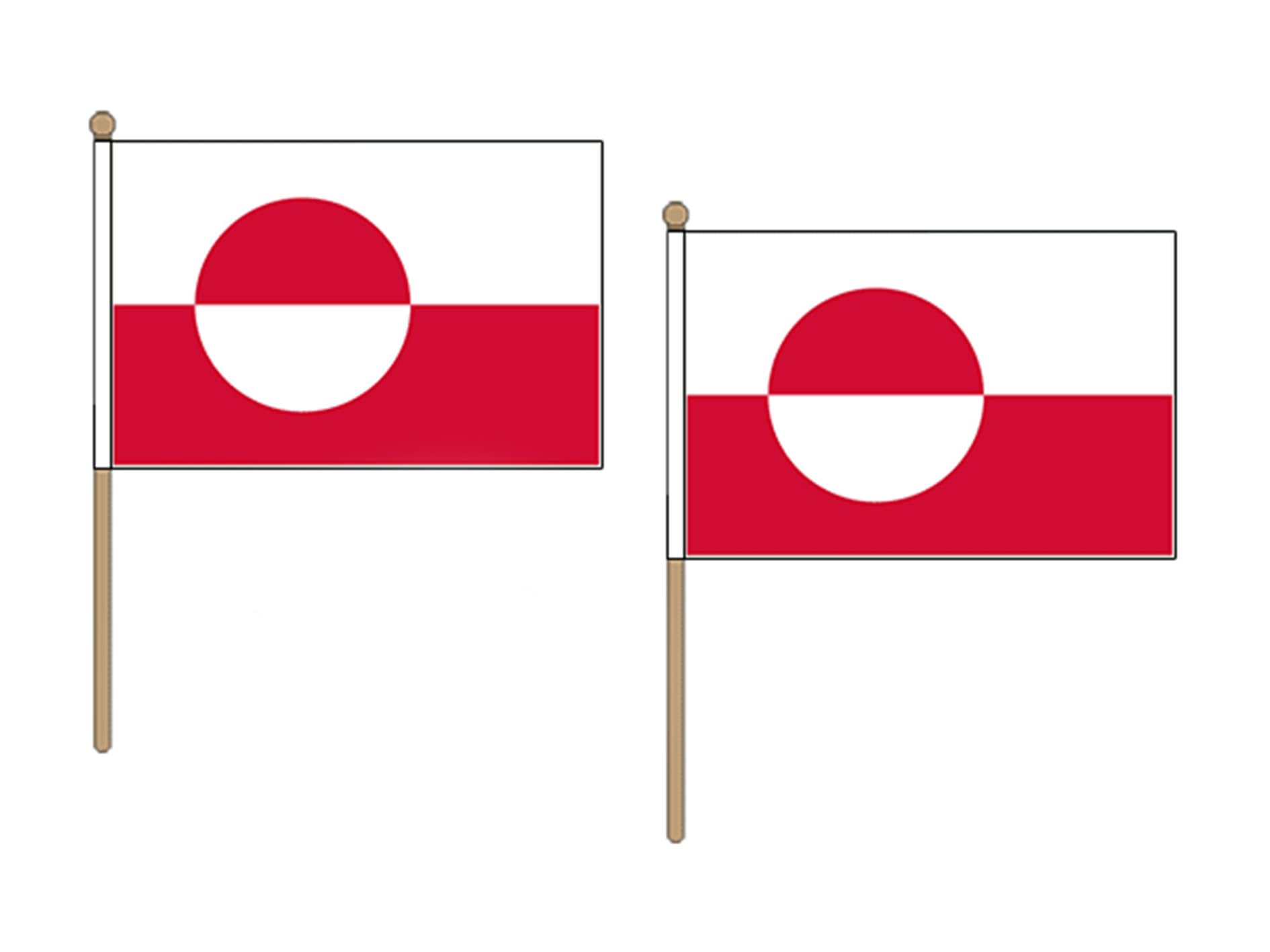 Drapeau Groenland 45x30cm monté sur tige en bois pour défilé officiel
