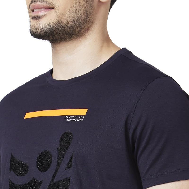 Image of Spykar Men's Slim Fit Round Neck Half Sleeve Printed Casual T-Shirt