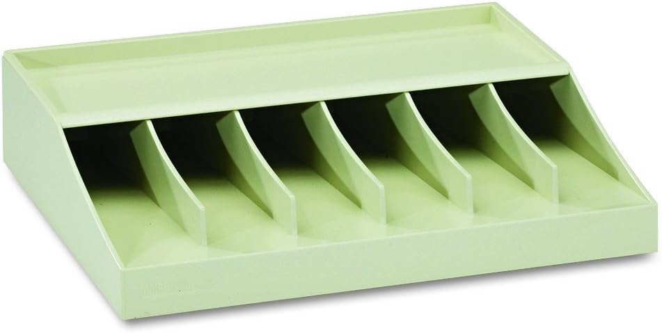 MMF Industries Bill Strap Rack | 10-5/8”W x 2-5/16”H x 8-5/16”D | 6 Compartments | Open Design | Recessed Top Shelf | Durable Plastic | Cash Holder Organizer Rack