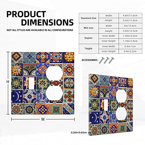 Teisiou SWITCHPLATE502 Vintage Mexican Talavera Tiles 2 Gang Light Switch Cover Combination Wall Plate Single Toggle Duplex Switchplate thumb #4