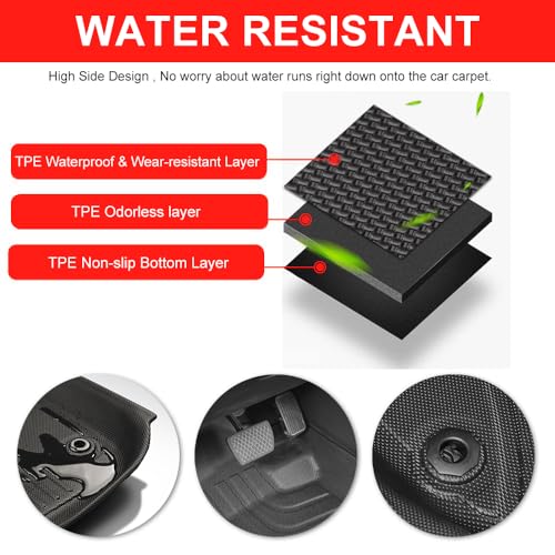 All Weather Floor Mats & Cargo Liner Fit for Honda HRV HR-V 2023 2024 2025: TPE Rubber Liners HR-V Hybrid 2023 2024 2025 Full Set Accessories Odorless Anti Skid Mat