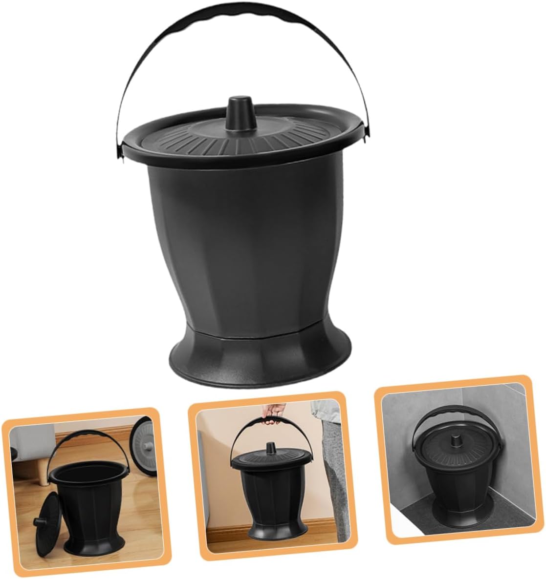 Vaguelly Portable Toilet Seat Camping Urinal Plastic Chamber Pot Easy to Carry Lid for Elderly Children Pregnant Women Reusable