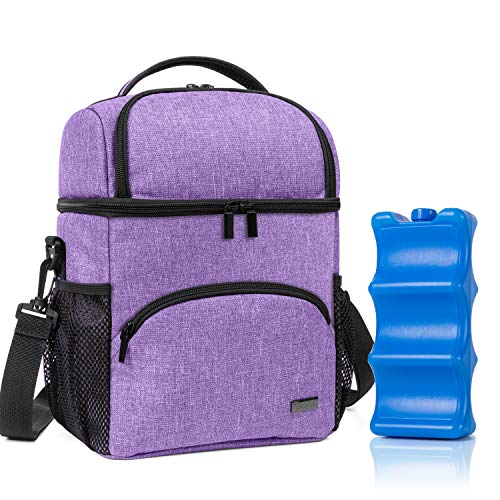 Teamoy Kühltasche für 6 Milchflasche, Doppelschicht Isolierte Flaschenhalter mit Kühlelement für Babyflaschen, Muttermilch Kühlbox für Unterwegs, Transport, Arbeit, Reise, Lila