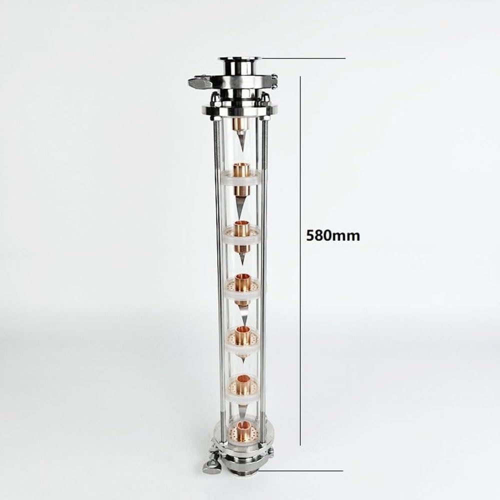 Colonna di distillazione 2" flangia 64 mm con 7 piastre a bolle in rame - Acciaio inossidabile 304 per distillazione