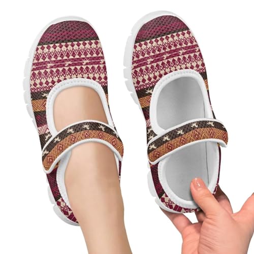 Aztec Print Mary Jane Shoes for Girls Toddler Dress Shoes Kids Breathable School Shoes Mesh Sneakers3
