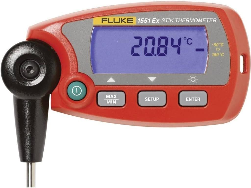 Fluke Calibration 1551A-9 EX Stik Thermometer, Fixed RTD, -50° to 160°C Temperature Range, 0.188" Stem Diameter, 9" Stem Length