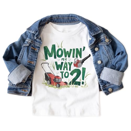 Mowin' My Way To 2 Toddler Shirt - Cute Lawn Care Mowing Lawn Mower Obsessed Kid 2nd Birthday Party Theme Shirts - Natural Boho Toddler & Youth Clothing3