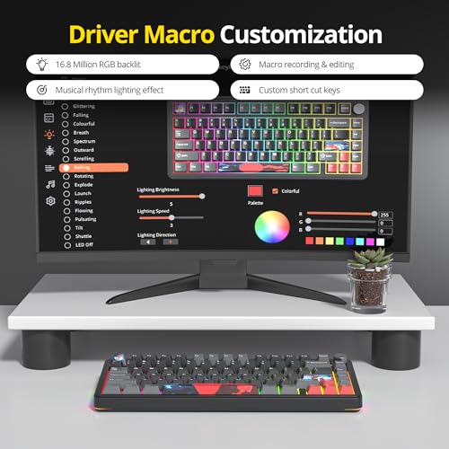 Image of Surmen M75 75% Wireless Creamy Keyboard with Joint, Bluetooth Mechanical Gaming Keyboard Prelubrized BT5.0 /2.4Ghz /USB with Sound Absorbing Pads Hot Swap