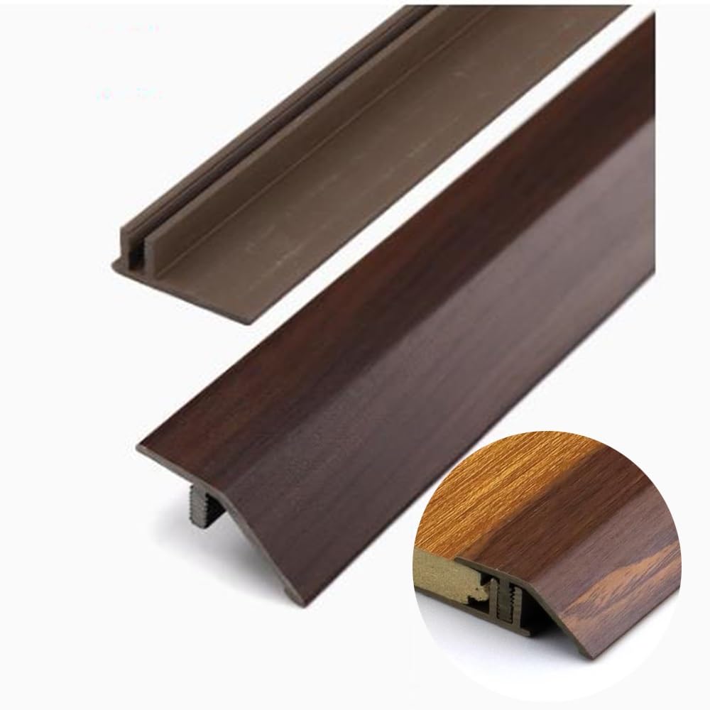 Luysmengeu Walnut Laminate Floor Transition Strip，35.4In/90Cm Pvc Threshold Strip，Threshold Reducer With Base，Cuttable Carpet Floor Edge Binding Threshold Strip