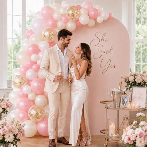 Image of Pink and Gold Balloons, 50 Pcs 12 Inch Double Stuffed Dusty Pink