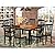 HomeStock Island Oasis 9 Piece Dining Room Set Includes a Square Kitchen Table with Butterfly Leaf and 8 Linen Fabric Upholstered Dining Chairs, 54x54 Inch, Black & Cherry