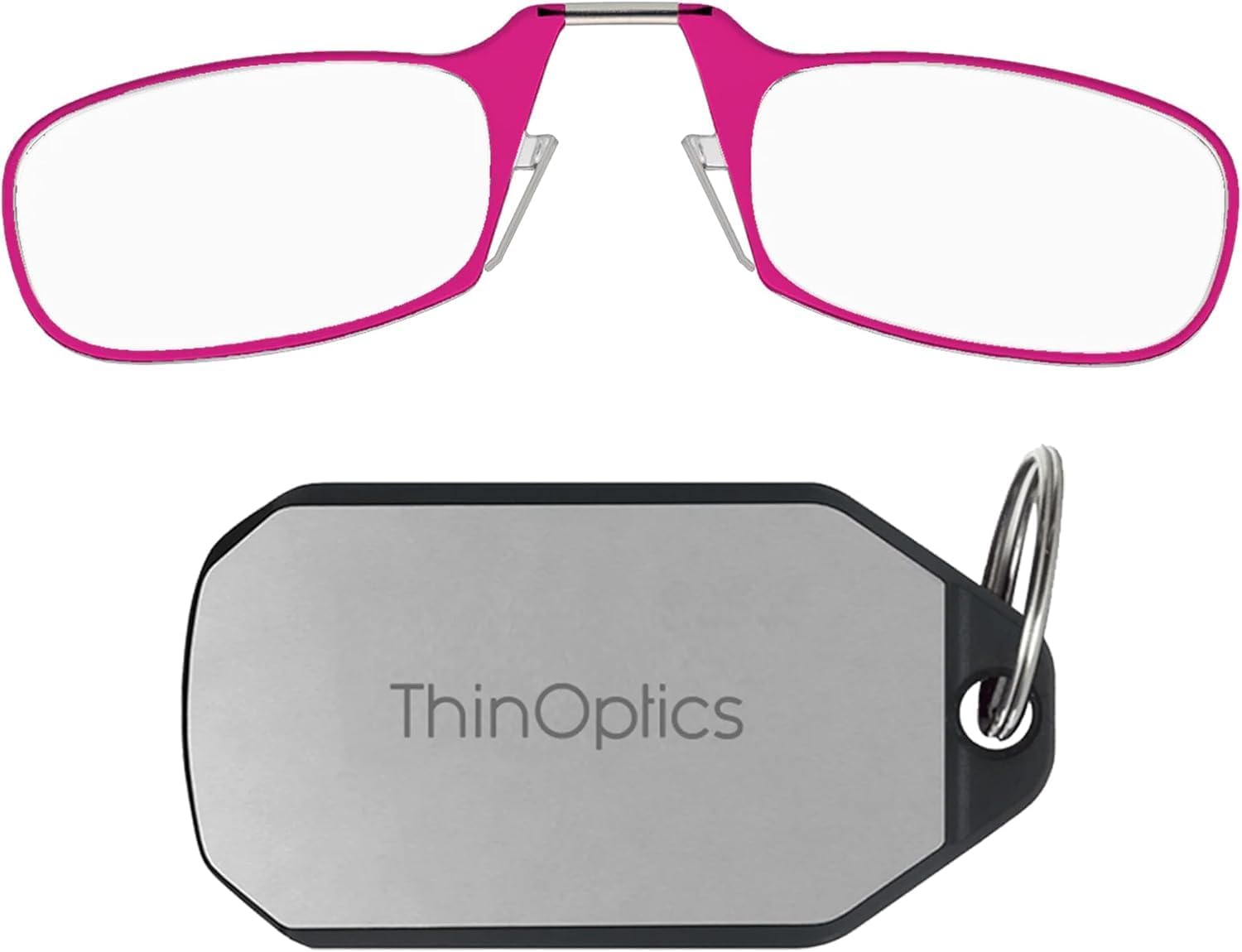 ThinOptics Reading Glasses With Keychain Case - Compact Foldable Rectangular Glasses - Clip-on Nose - 1.00 1.50 2.00 2.50 Strength With Flex-Fit Technology